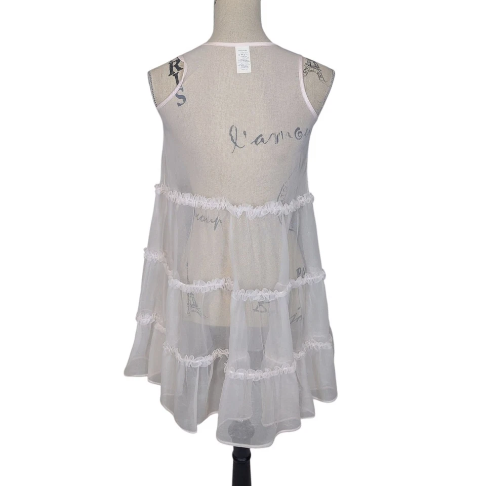 Vintage 60s Sheer Babydoll Ruffled Top by Lara Dare Pink Size Small - Image 2 of 4