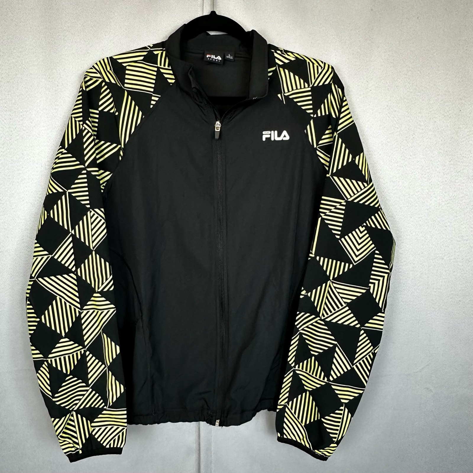 Giacca leggera donna Fila Sport running nylon full zip nero fluo taglia L