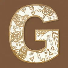 Large Rustic Floral Wood Letter G Wall Decor Carved Bird Rose Farmhouse 12"