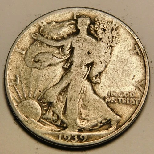 1939 P Walking Liberty Half Dollar 90% Silver VG-F   "As Pictured-Not Cleaned"