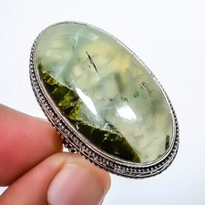 Moss Prehnite Gemstone Handmade Antique Design Fine Art Ring s.7 TR4063-406
