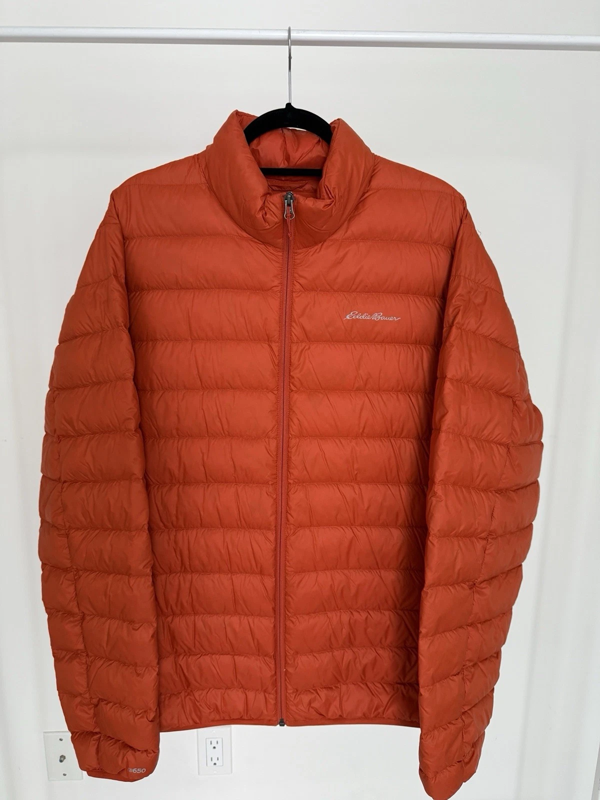 Eddie Bauer Men's CirrusLite Down Jacket Scarlet Orange Tall XL 650 Fill Puffer