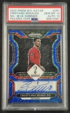 POP1 CRISTIANO RONALDO PSA 10 2022 PANINI PRIZM WORLD CUP AUTO BLUE SHIMMER RARE