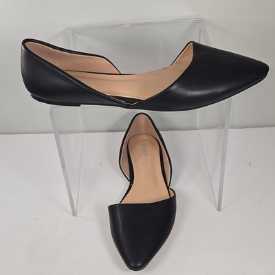 Rohb by Joyce Azria Womens Black Pointed Toe dOrsay Flats Size 9.5