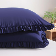 Ruffled Pillow Shams Standard 20x26 Set of 2, Brushed Microfiber Pillowcases wit