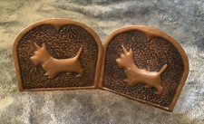 Vtg Hammered Copper Scottie Dog Bookends 5.25&rdquo; By 4.3&rdquo; Pair Arts Crafts