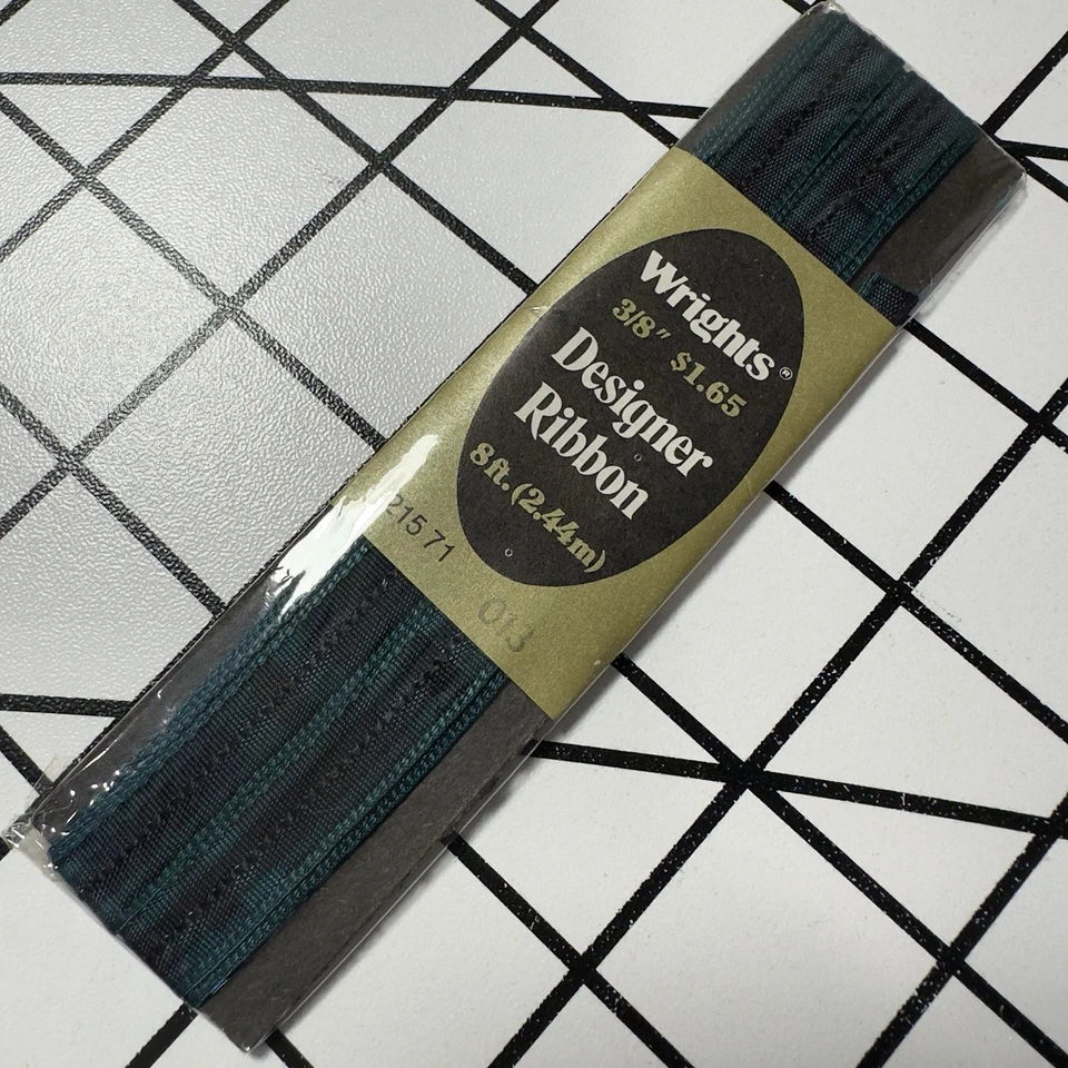 Cinta de diseñador Wrights verde esmeralda y negra 3/8” x 8 pies nuevo paquete sin abrir Foto 3 de 4
