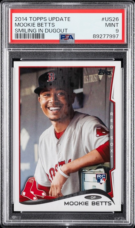 Mookie Betts 2014 Topps Update Smiling in Dugout Variation #US26 ROOKIE RC PSA 9