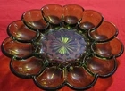 Vintage 1972 Anchor Hocking Fairfield Avocado Green Egg Plate