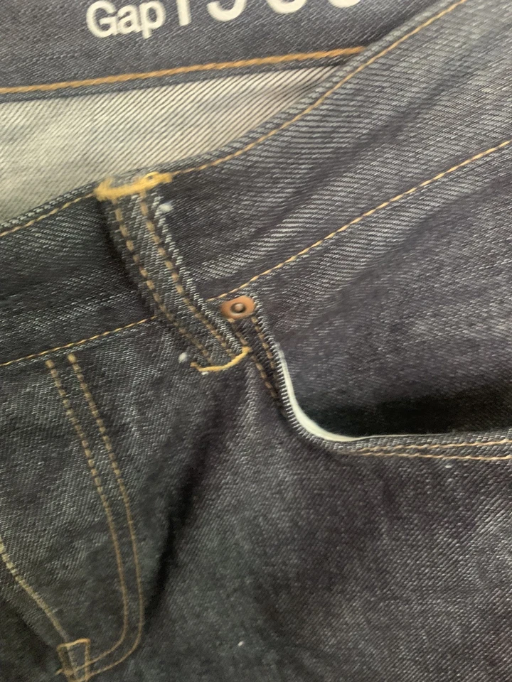 Gap 1969 Jeans Mens size 32x30 selvedge dark ringspun casual button fly straight - Image 3 of 4