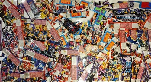 Large Transformers G1 - Orig Tech Specs / cut-out box art lot for 80+ figures