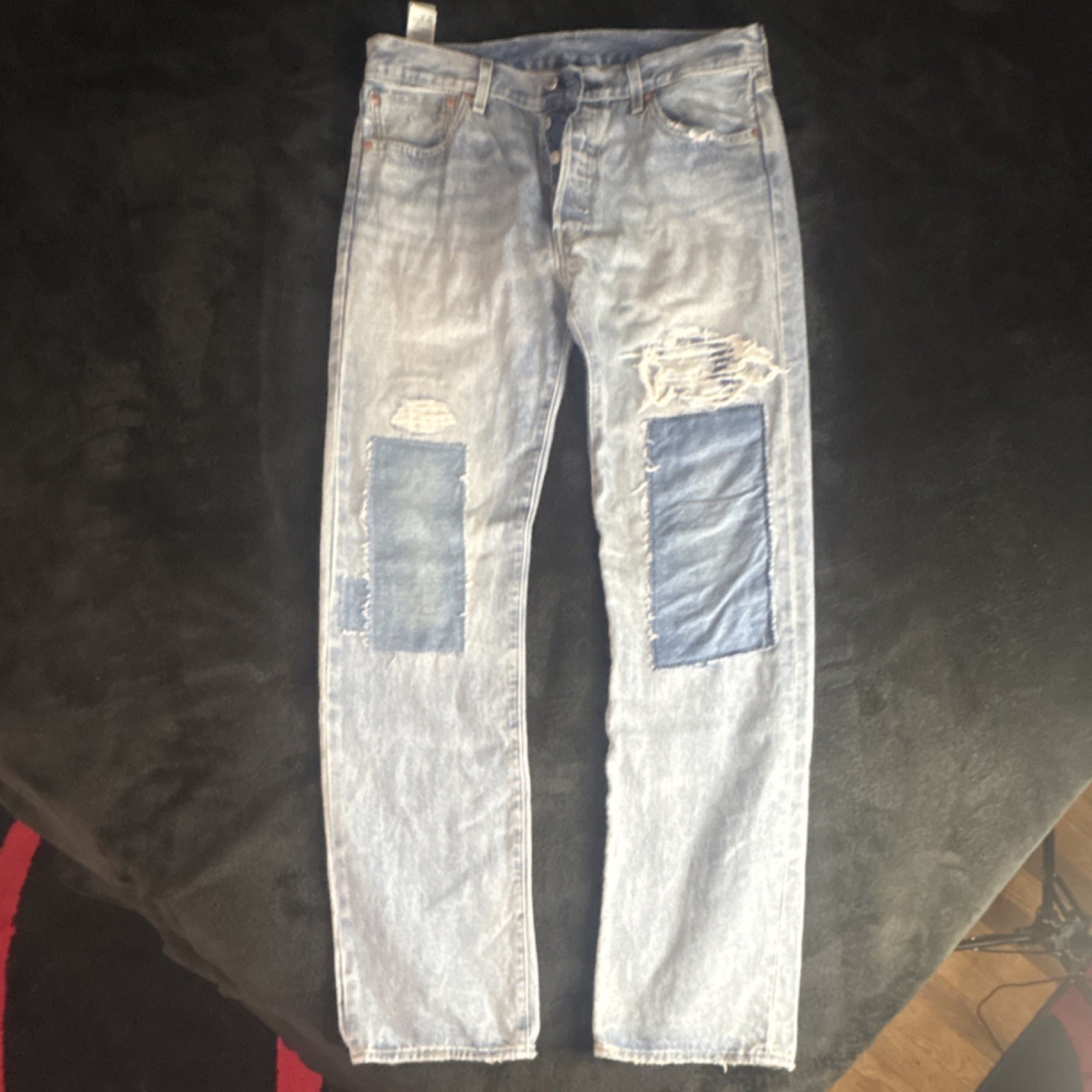 Levi's Big e Premium Distressed Patch Light Blue … - image 1