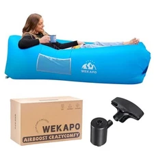  Inflatable Lounger with Pump-Effortless Setup, Ultra-Comfy & Lightweight  Blue