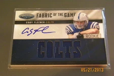 2012 Certified COBY FLEENER Fabric of the Game Auto 08/15 5 X PATCH CUT COLTS RC