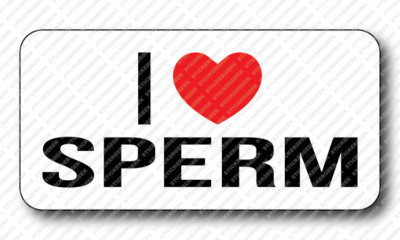 I LOVE HEART SPERM Gag Joke Prank Funny Hard Hat Toolbox Sticker