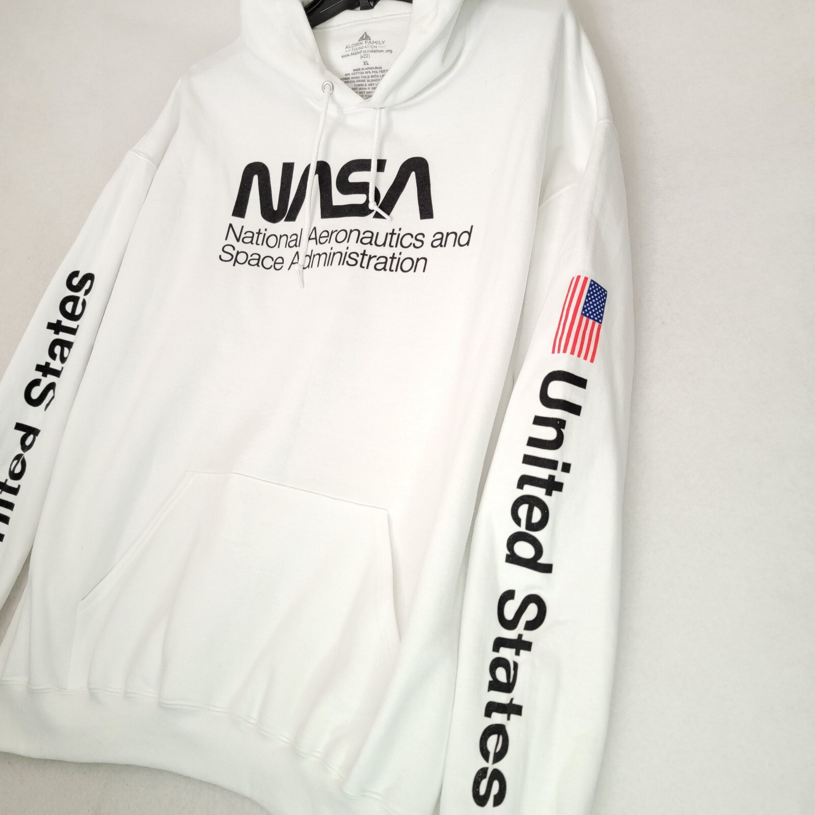 NASA HOODIE MENS WHITE XL XLARGE SPACE 