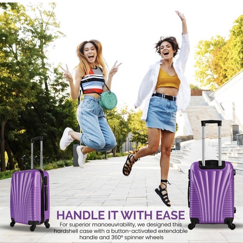 Cabin Case Hand Luggage Carry on Suitcase 4 Wheel Lightweight With Lock & Pocket - Picture 4 of 5