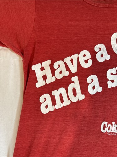 VTG 80’s T-Shirt “Have A Coke And A Smile” Woman’s Red Tee USA Size XXS 15” SS - Picture 2 of 12