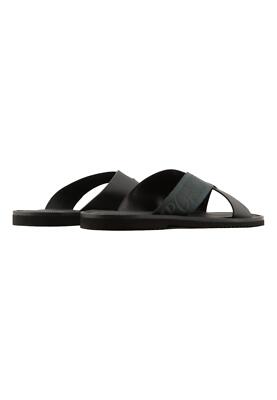 NWT EMPORIO ARMANI CROSSED SANDALS IN LEATHER AND LOGOED TAPE