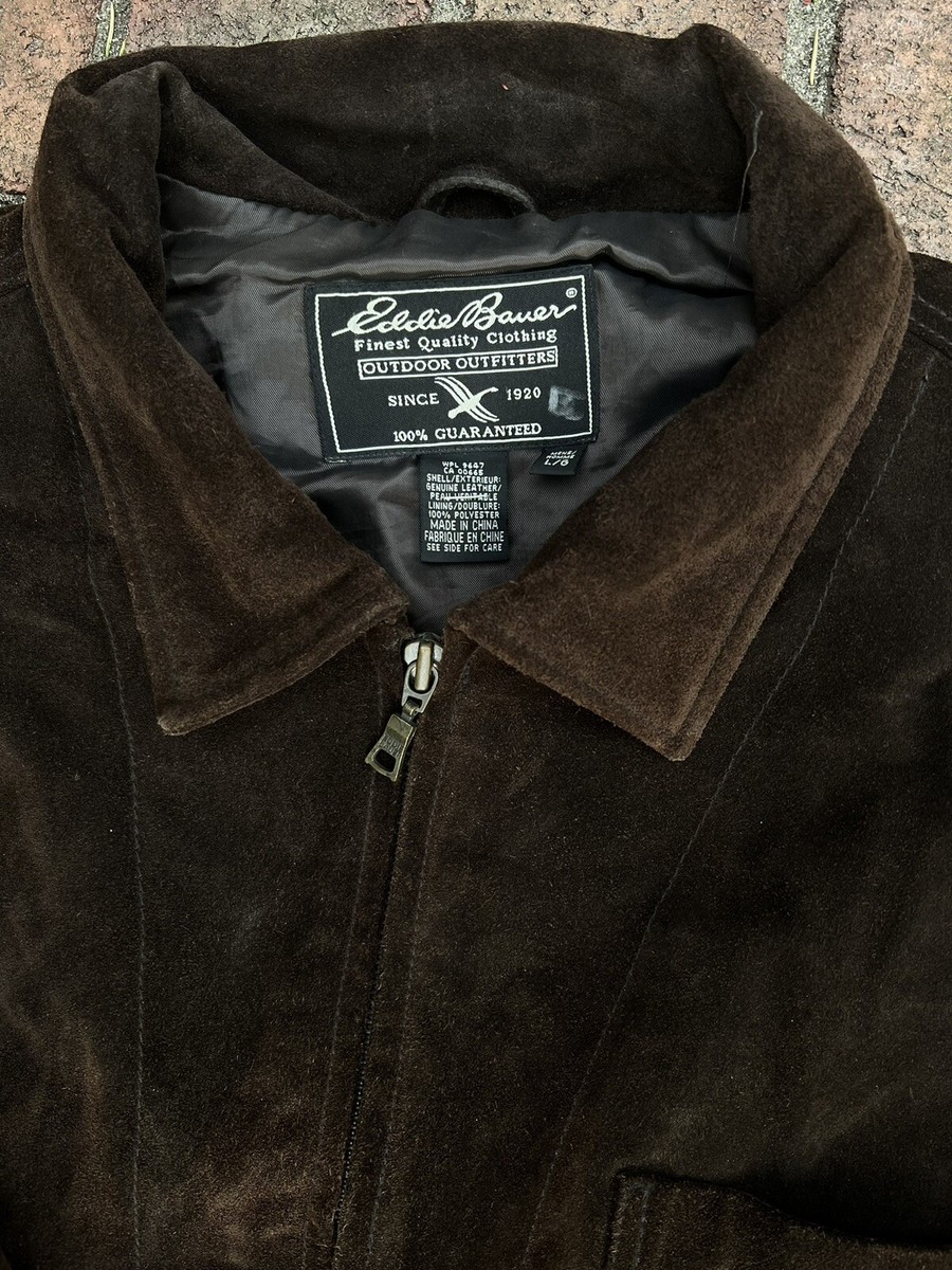 ジ*ン様 00s Eddie bauer suede leather track VTG Eddie Bauer Men's Brown Suede Leather Lined Jacket Large L