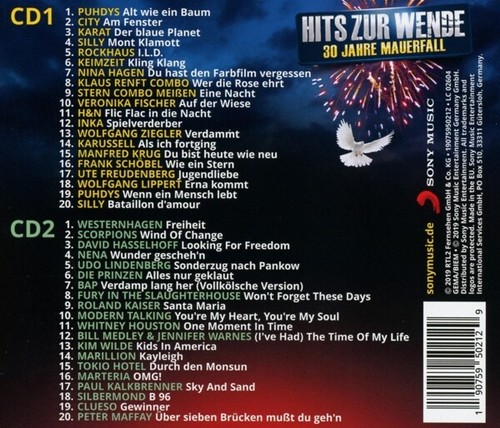POP GIGANTEN HITS ZUR WENDE/30 JAHRE MAUERFALL 2 CD NEU - Bild 2 von 2