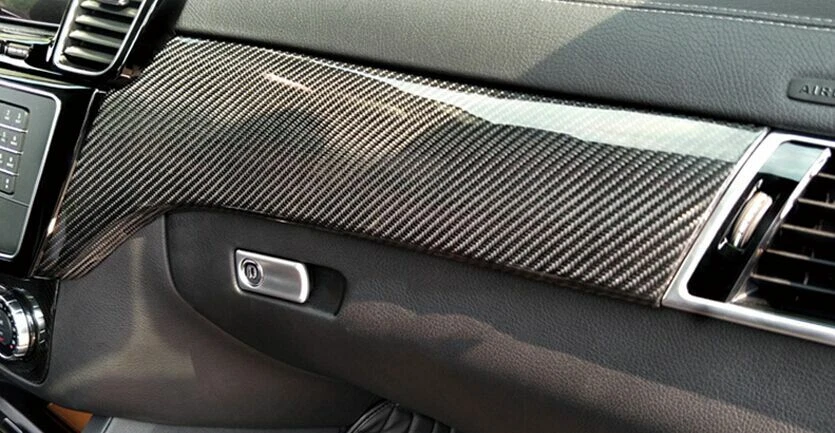 Panel de consola central de fibra de carbono 7 piezas embellecedores interiores para Benz GLE43 GLE63 15-19 Foto 3 de 4
