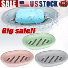 Bathroom Water Draining Soap Dish Case Holder Drainer Soap Saver Storage Box New