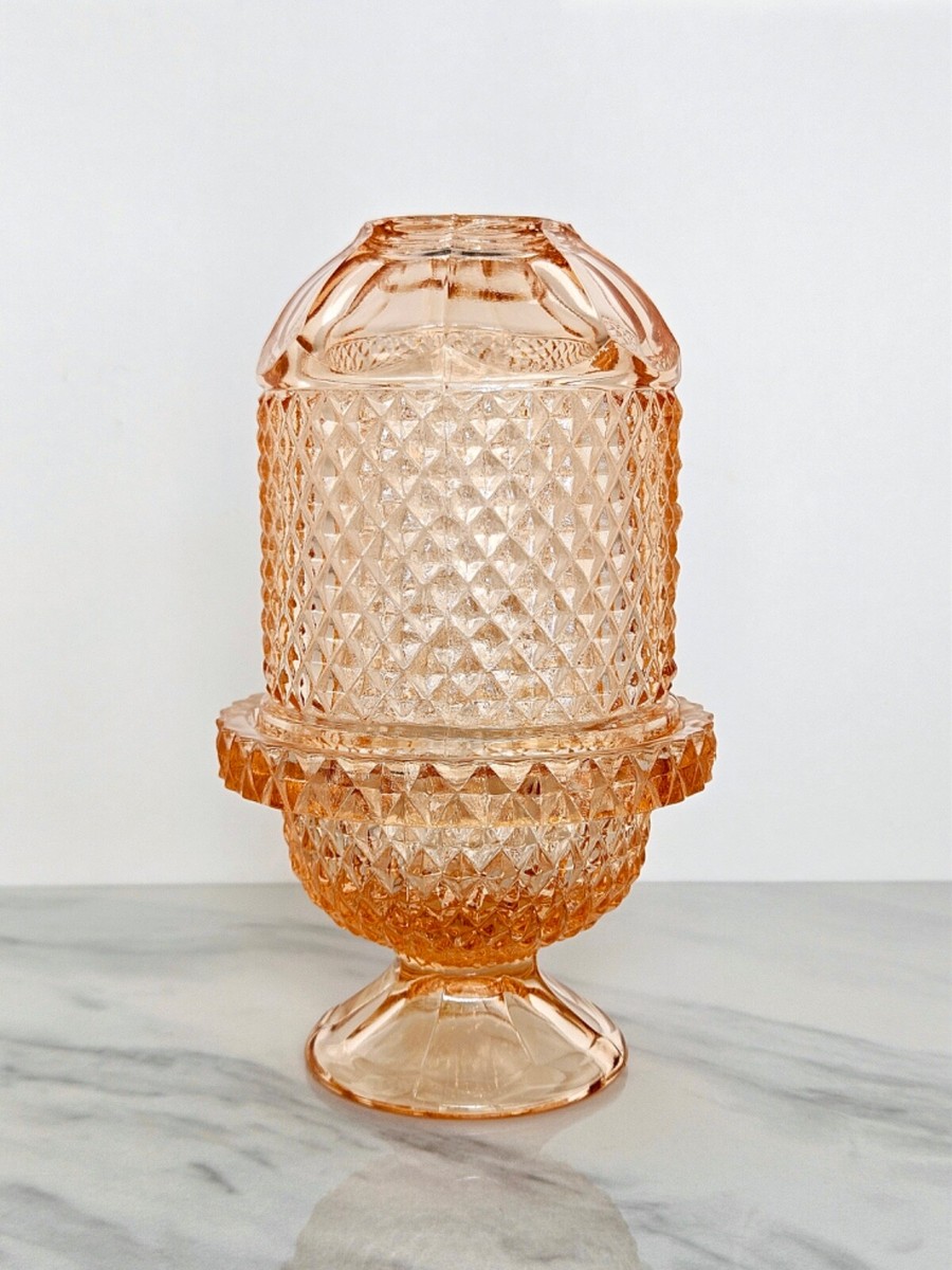 Rare Vintage Viking Glass Peach Glimmer Fairy Lamp GLOWS! ✨ | eBay