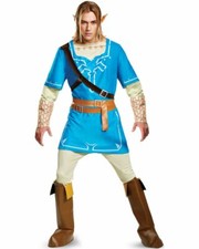 Legend of Zelda Breath Of The Wild Link Deluxe-Adult Costume - New 