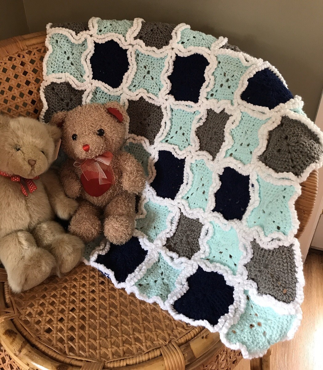 READY TO SHIP—Hand Crochet Baby Blanket Rag Quilt Inspired Unisex