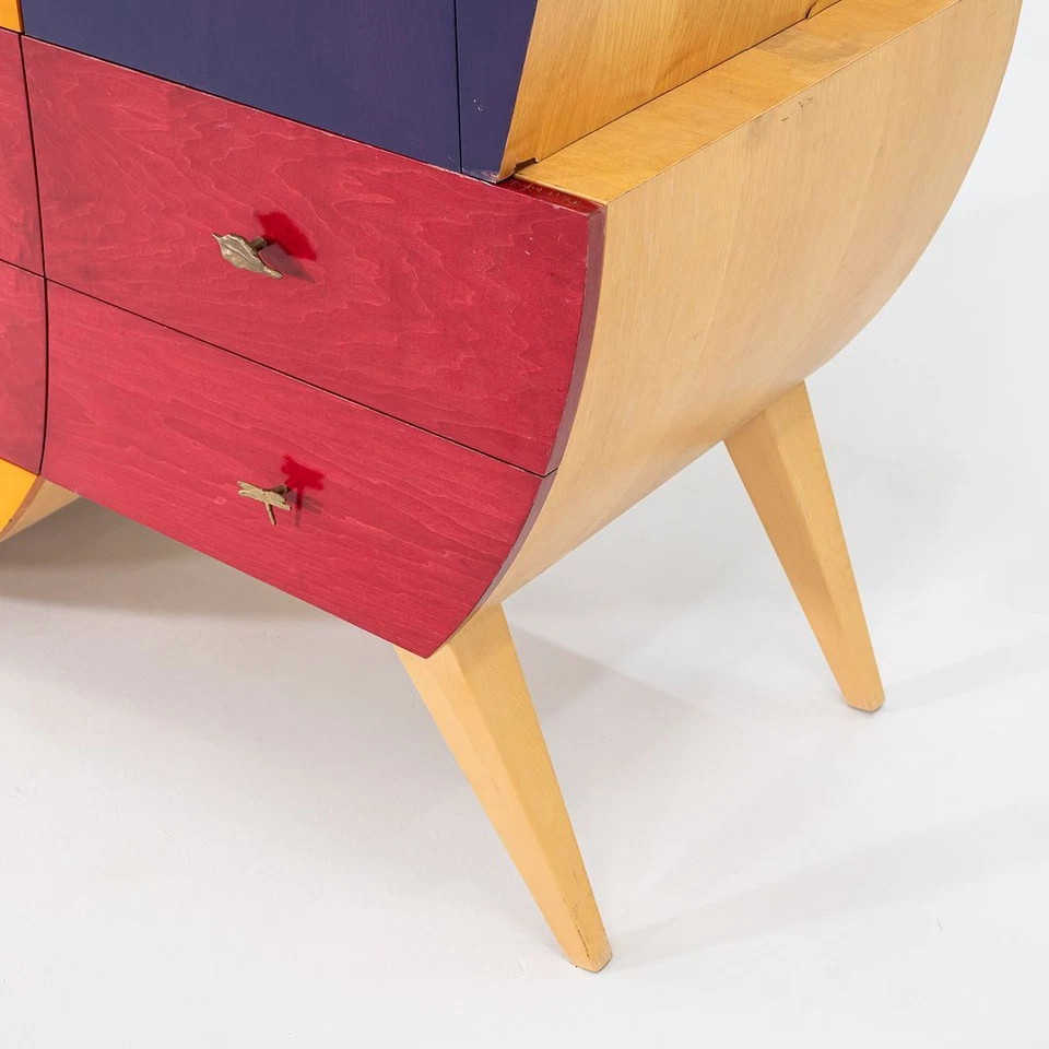 1990s Postmodern Sculptural Studio Craft Color Block Maple Armoire / Cabinet - Image 4 of 4