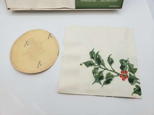 Vintage Hallmark Beverage Ensemble 14 Coasters & 13 Napkins IOB Christmas Party - Picture 4 of 7