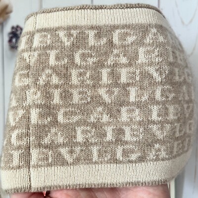 BVLGARI Logo 100% Cashmere Knitted Headband Head Wrap BVLGARI Logo 100% Cashmere Knitted Headband Head Wrap Italy  main image 3