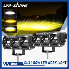 Pair 4 Inch Led Work Lights Bar Auxiliary Fog Pods Off-road Lamp White Amber