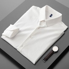New Mens Business Shirt Striped Long Sleeve Work Casual Slim Fit Tops Party
