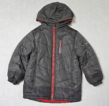 Swiss Alps Boys Dark Gray Red Winter Puffer Hooded Ski Jacket - Size 5/6