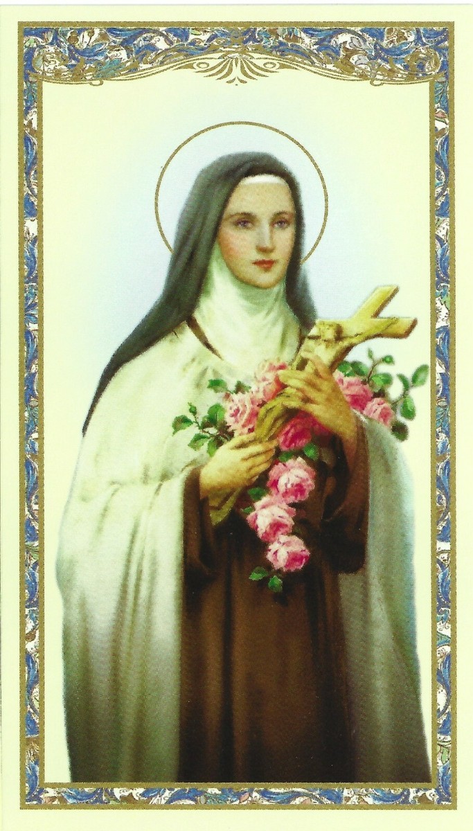 2 copies) St. Therese of Lisieux Little Flower Holy Prayer Card