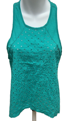 #ad #ad American Eagle Womens Tank Top Size Small Green Eyelet Knit Sleeveless New $14.99