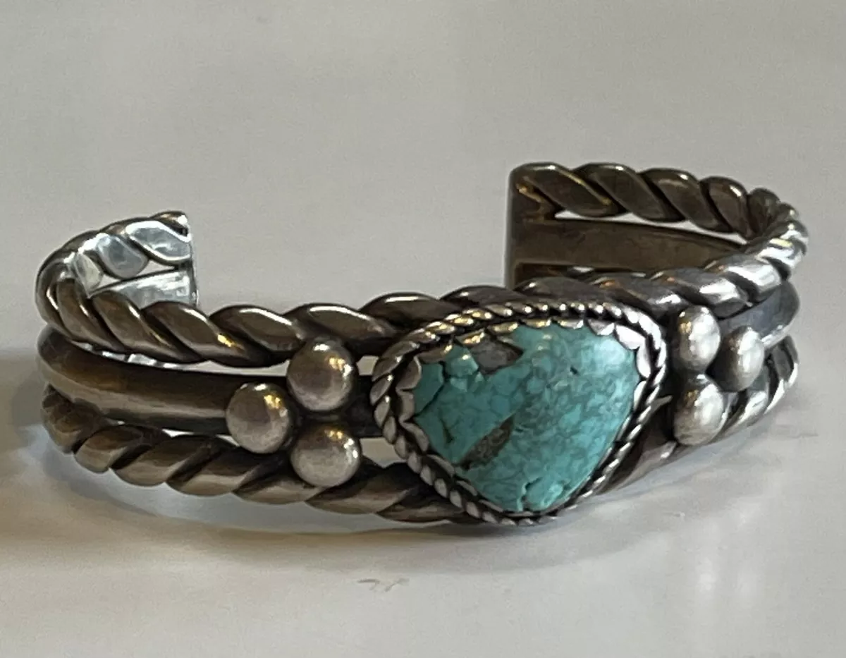 Silver turquoise cuff bracelet sale