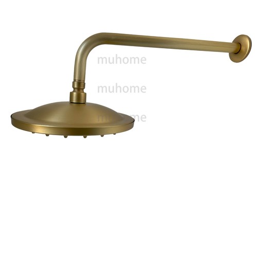 Antique Brass 100% 8" Round Rain Shower Head Arm Traditional Wall Mounted WELS - Picture 2 of 23