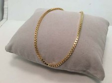 3.40Gr 2.10mm 10k Yellow Real Gold Box Link Ankle Bracelet 10''