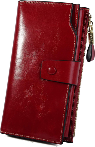 Women'S Genuine Leather Wallet RFID Blocking Multi Card Holder with Cell Phone P - Picture 12 of 12