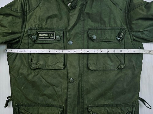 HOT Men's BARBOUR INTERNATIONAL BLACKWELL BIKER PARKA LINED GREEN WAXED Jacket M - Picture 15 of 18