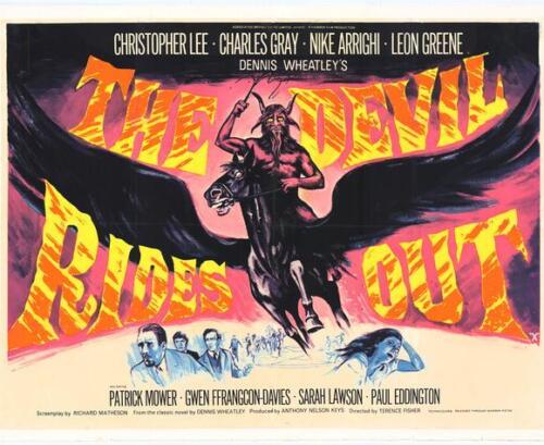THE DEVIL RIDES OUT POSTER FILM 11x14 Christopher Lee Charles grigio Nike Arrighi - Foto 1 di 1