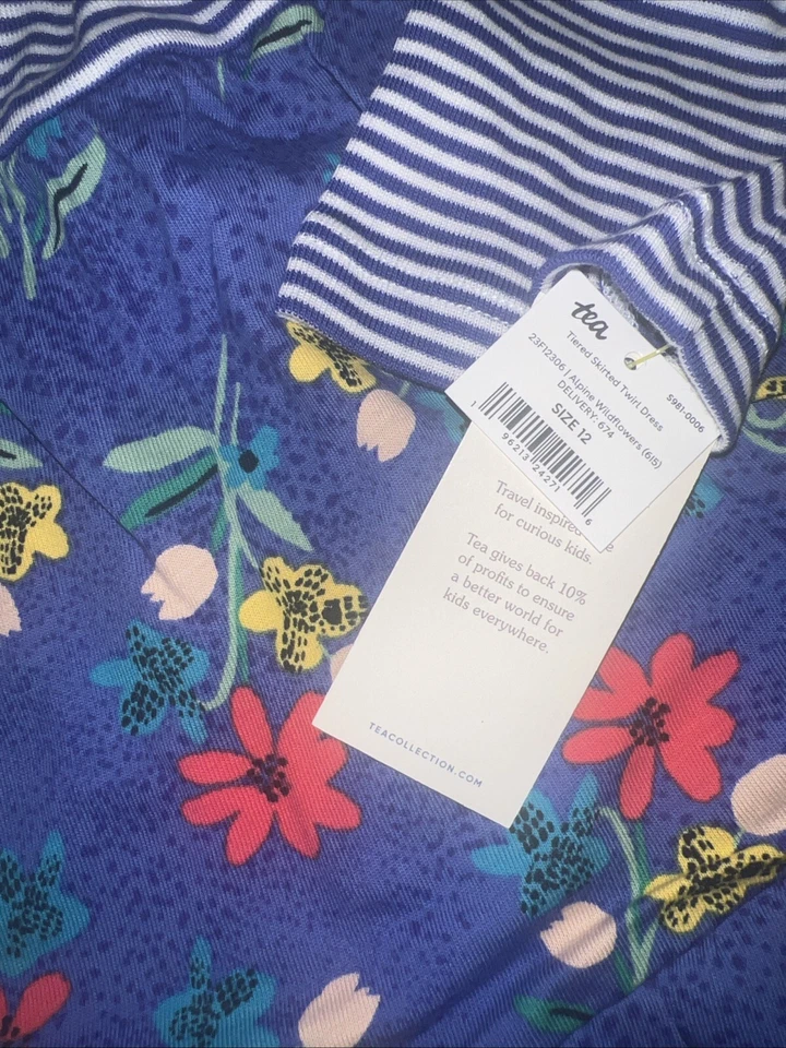 Tea Collection Tiered Skirted Twirl Dress Sz 12 New With Defects NWT NWD NOS - Image 3 of 4