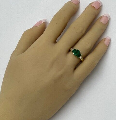 9ct Yellow Gold Synthetic Emerald and Diamond Ring - 第 13/14 張圖片