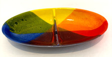 Ash Tray Ceramic Oval Color Wheel Rainbow Made in USA