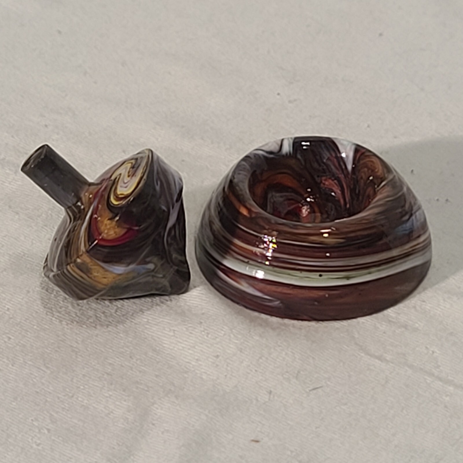 ANDY DAVIS, Glass Art Spinning Top & Base, Megans Run (?), #338S