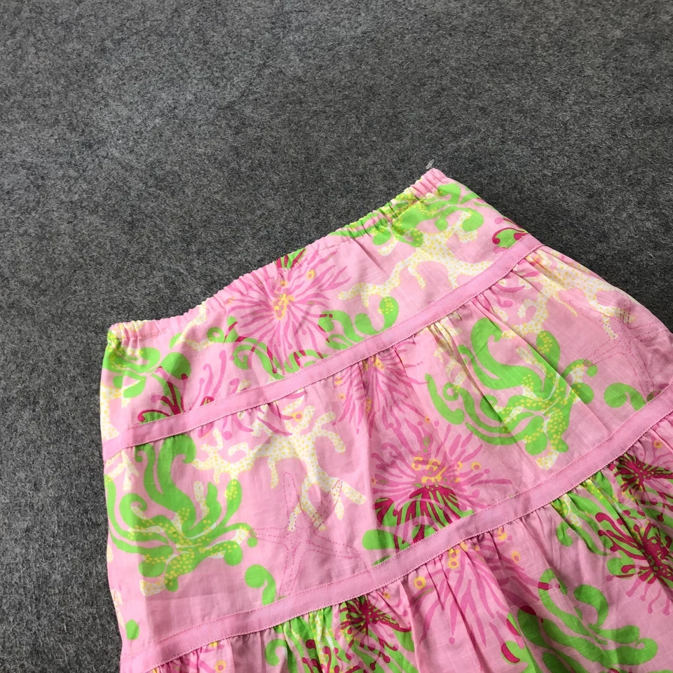 Lilly Pulitzer Skirt Girls 12 Pink Floral Print Elastic Waist Beach Summer Youth - Image 2 of 4