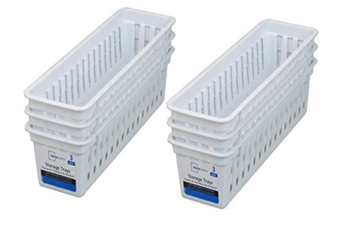 Mainstays Slim Plastic Storage Trays Baskets in Set of 6 White- - Bild 1 von 3